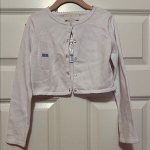 Jacadi Girls White Cropped Cardigan, NWT